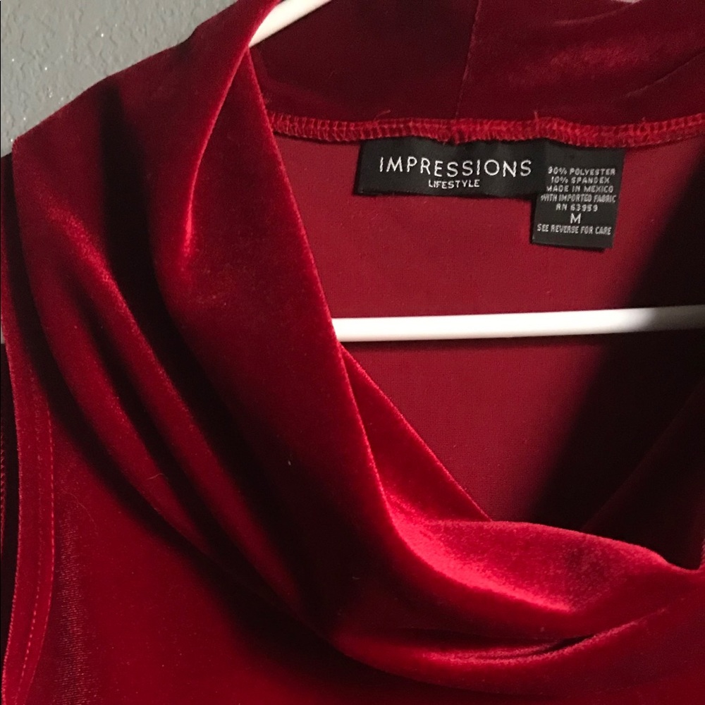 red velvet blouse